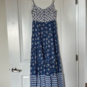 J.Crew Blue Floral Maxi Dress 0